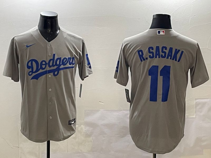 Men Los Angeles Dodgers 11 R.Sasaki Grey Game 2025 Nike MLB Jersey style 7